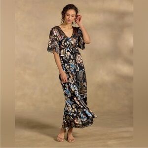NWT Johnny Was JADE Melina Maxi Dress Burnout Velvet Floral Women's XS Small